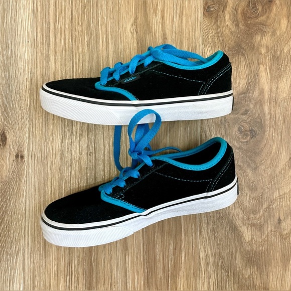 VANS OLD SKOOL LOW SUEDE TRAINERS Kids US13.5 EUC BLACK/BLUE/WHITE - Picture 3 of 7